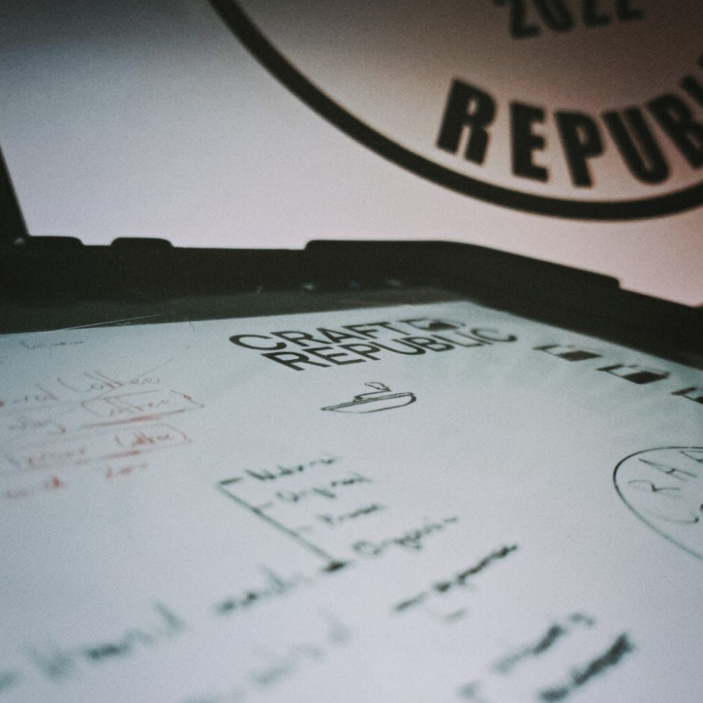 Two screens working on a brand design.